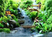 Natural Waterfall Stream Landscape with Loft &amp; Courtyard Design