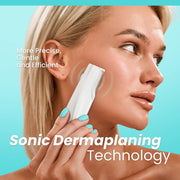 Sonic Dermaplaning Tool for Face – Rechargeable Exfoliating Razor with 6 Blades, Facial Hair & Peach Fuzz Remover for Smooth, Glowing Skin