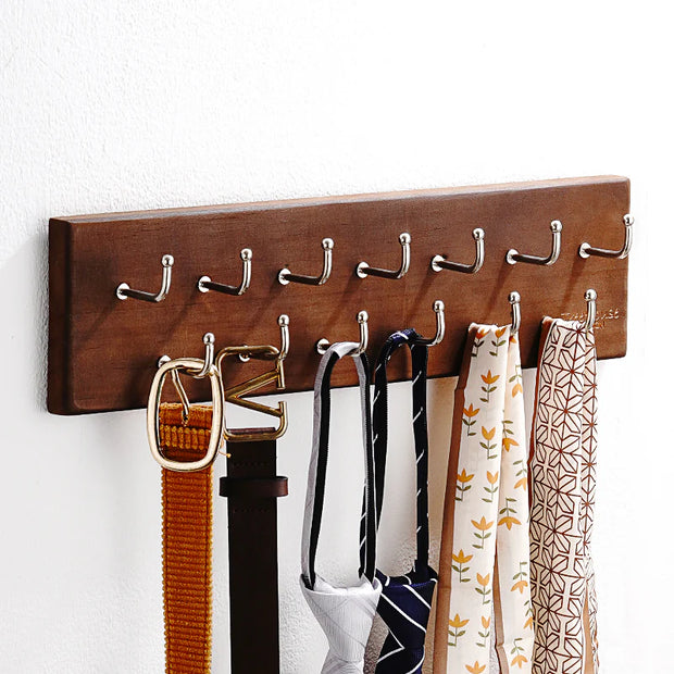 ProWall Belt & Tie Organizer - Solid Wood & Metal Hanger (Holds 28+ Belts)