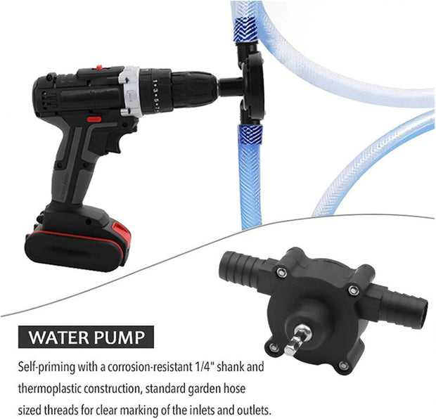 Drill-Powered Transfer Pump | Mini Self-Priming Utility Pump for Water, Oil & Fluids