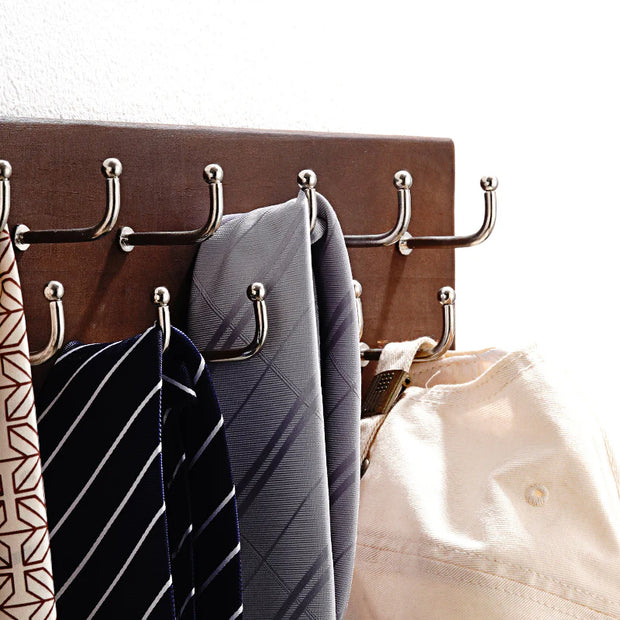 ProWall Belt & Tie Organizer - Solid Wood & Metal Hanger (Holds 28+ Belts)