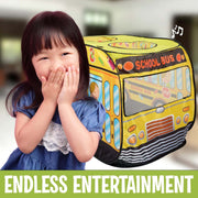 Pop-Up Musical School Bus Play Tent for Kids – Interactive Indoor/Outdoor Toddler Tent with Sounds, Carry Bag & Easy Setup