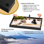 Mindful Mini Zen Garden Set | Desktop Meditation Sand Tray with 6 Wooden Tools & 15 Japanese Accents
