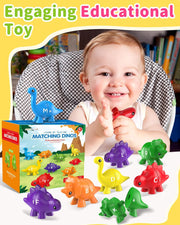 Dino ABC Match - Double-Sided Letter Learning Game for Toddlers 3-5 Years | Montessori Alphabet Toy with Storage