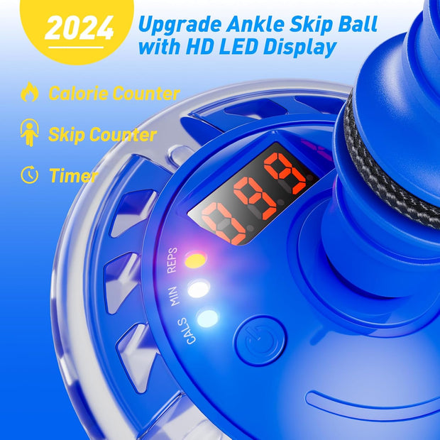 LED Ankle Skip Ball for Kids 2 Pack - Interactive Jump Rope with Counter, Timer & Calorie Tracker