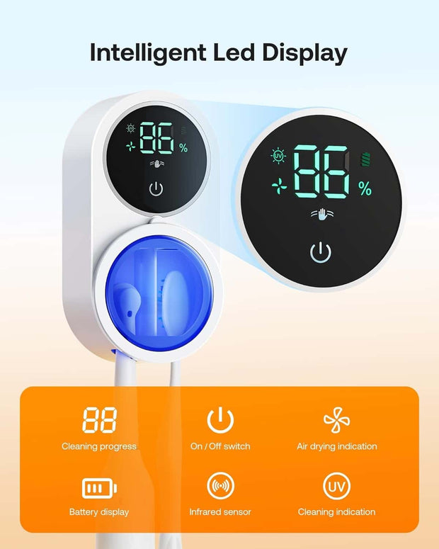 SteriBrush Pro: Smart UV Toothbrush Sanitizer & Holder with LED Display